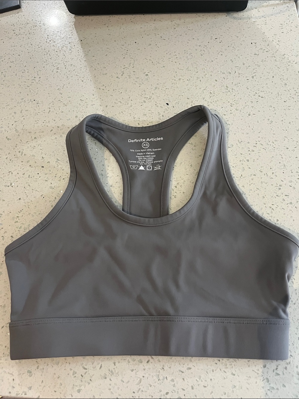 Definite Articles Gray Racerback Sports Bra